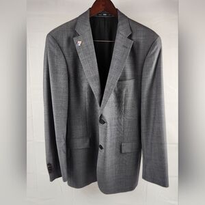Boss Hugo Boss Suit Jacket Mens 40R Gray Solid Classic Fit Virgin Wool USA Made